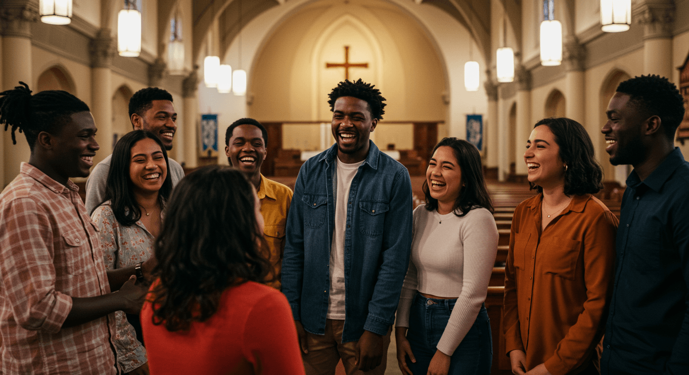 Church community gathered together